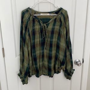 Free People Flannel-Patterned Blouse